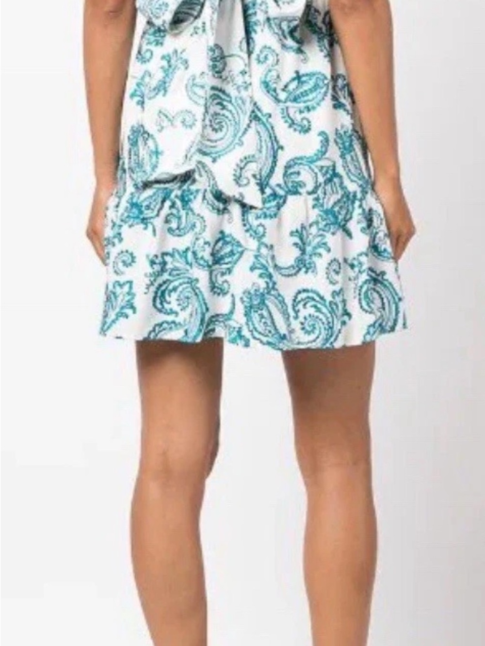 Alice + Olivia Khira Blue And White Dress Embroidered w/Bow Tie Back Size 8